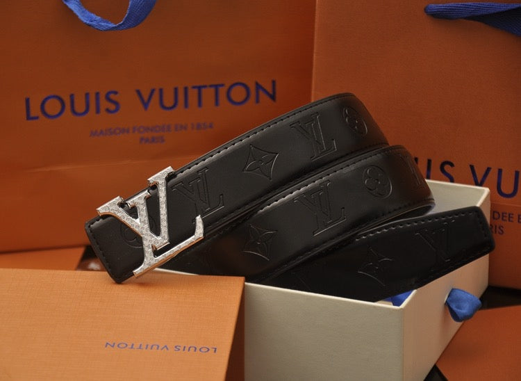3 Color Letter Embossed Leather Belt