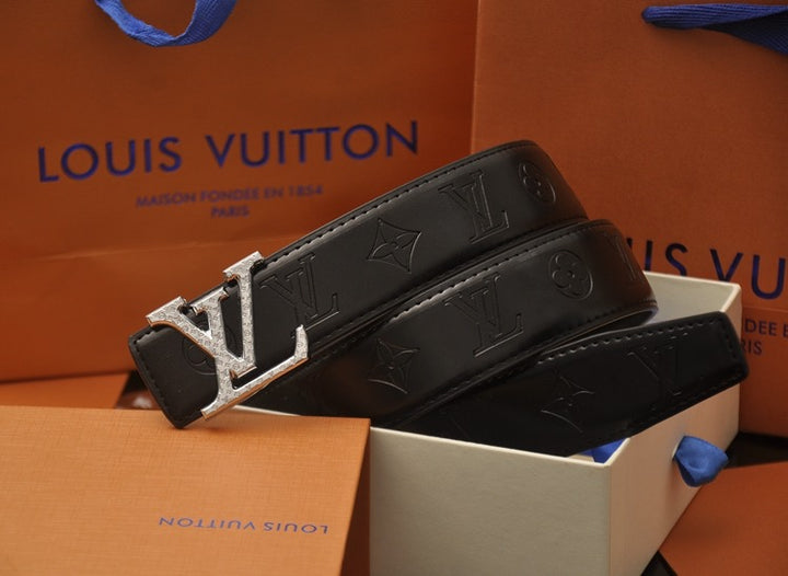 3 Color Letter Embossed Leather Belt