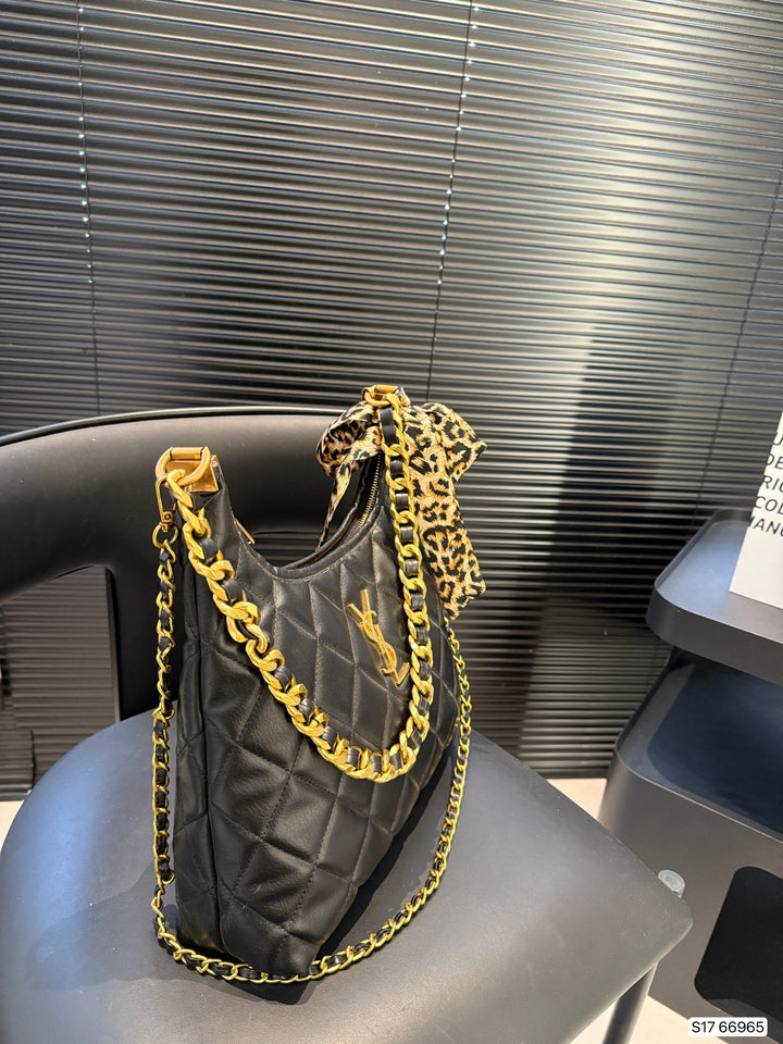 Fashion Lattice Gold Chain Handbag