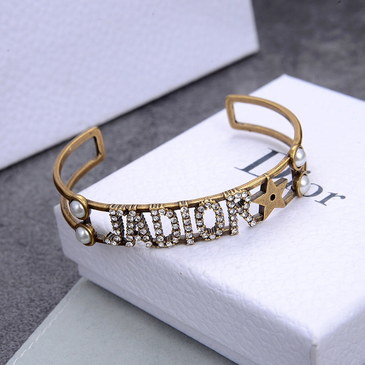 vintage letters open bracelet