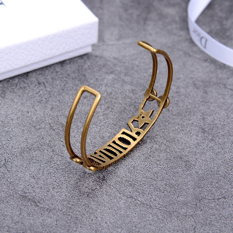 vintage letters open bracelet