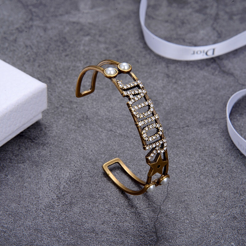 vintage letters open bracelet
