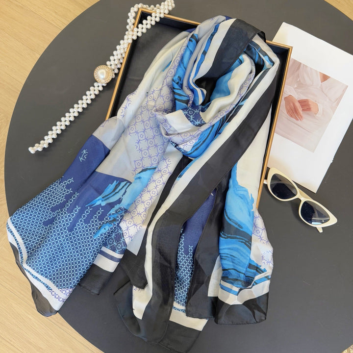 3 Color Monogrammed Silk Scarf