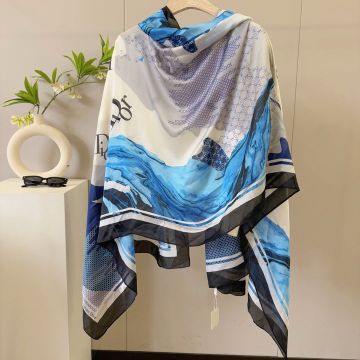 3 Color Monogrammed Silk Scarf