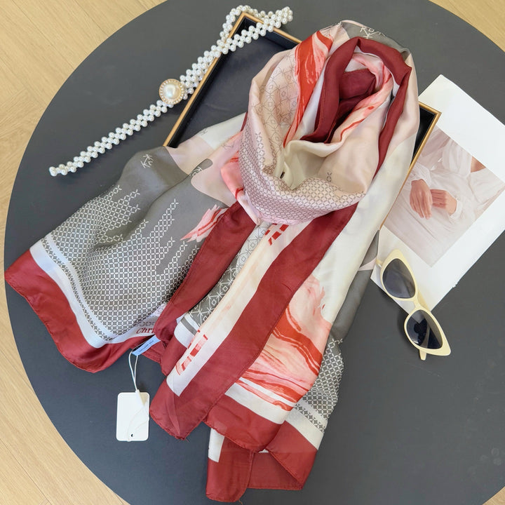 3 Color Monogrammed Silk Scarf