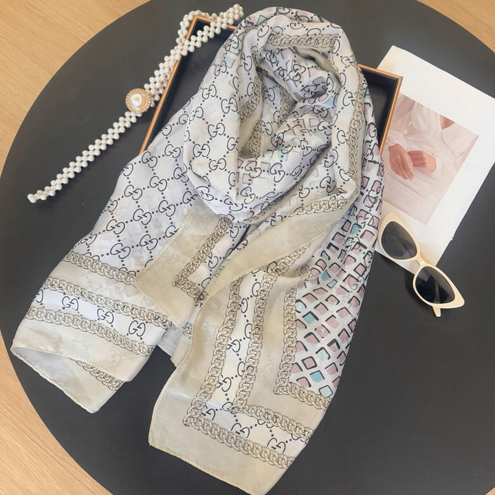 Two Color Logo - Embroidered Silk Scarf