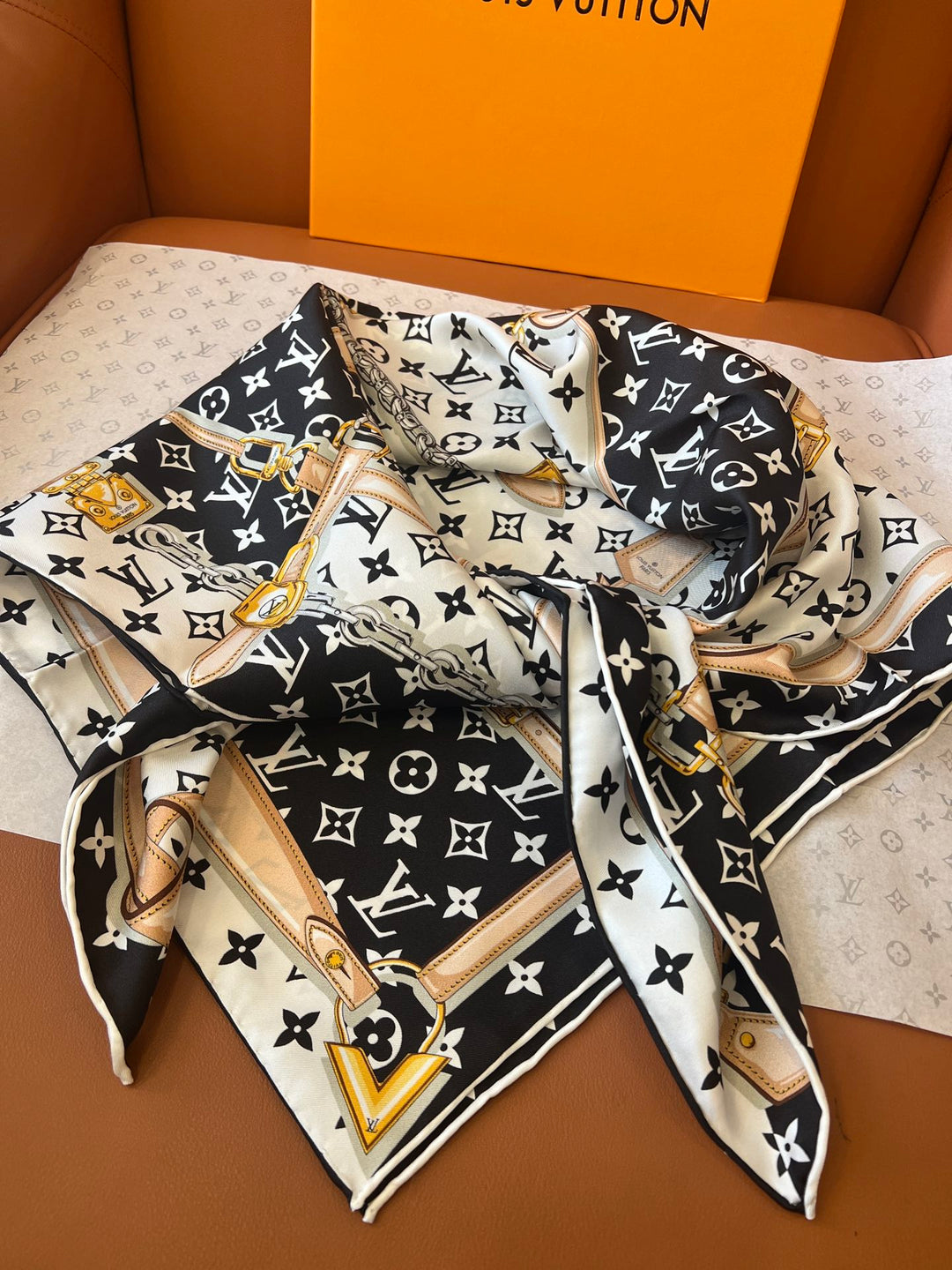 Monogram Chain Print Scarf