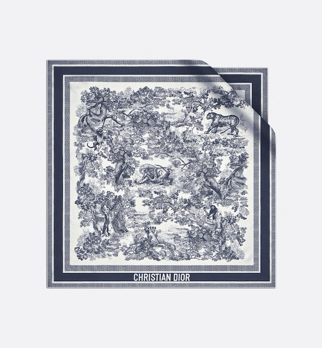 New floral twill silk square scarf