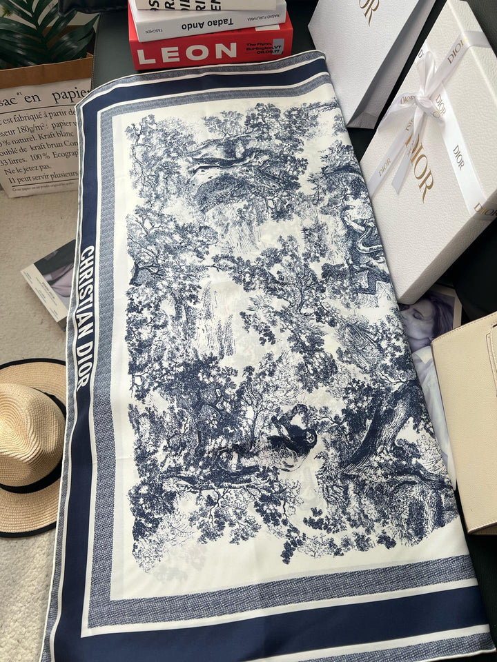 New floral twill silk square scarf