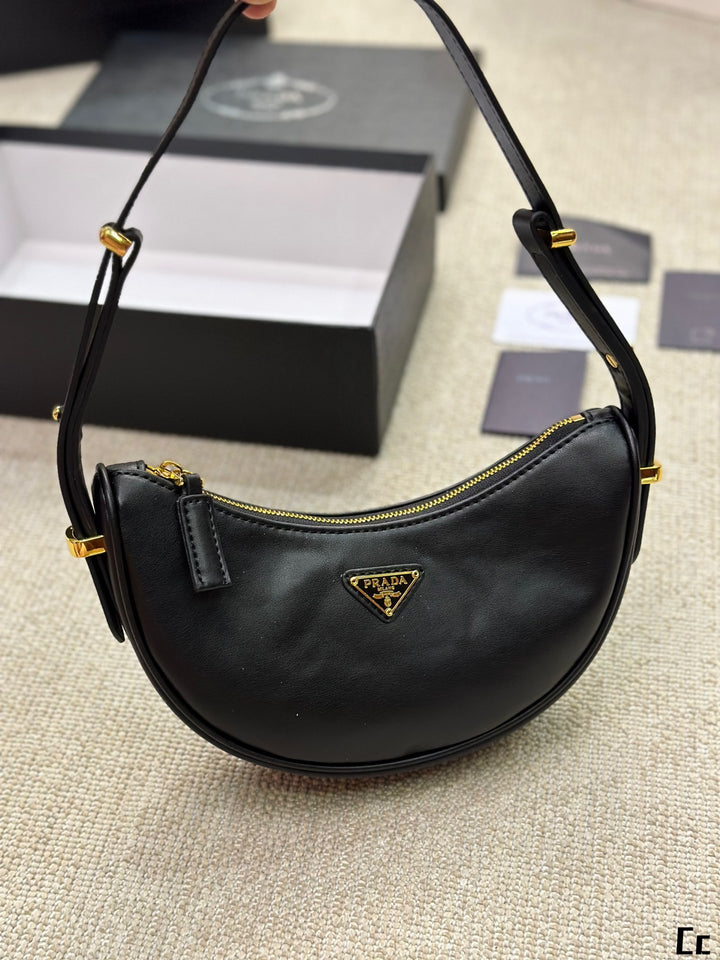 New Triangle Gold Label Half-Moon Underarm Bag