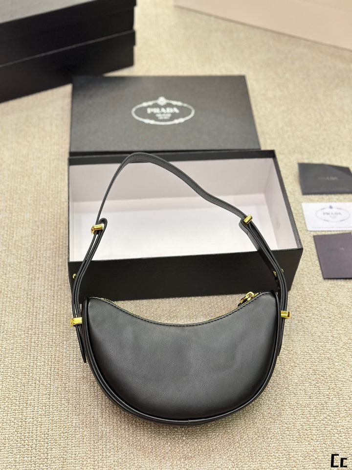 New Triangle Gold Label Half-Moon Underarm Bag