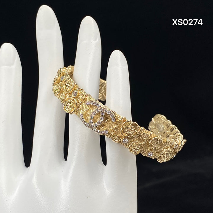 Golden Embossed Crystal Bracelet