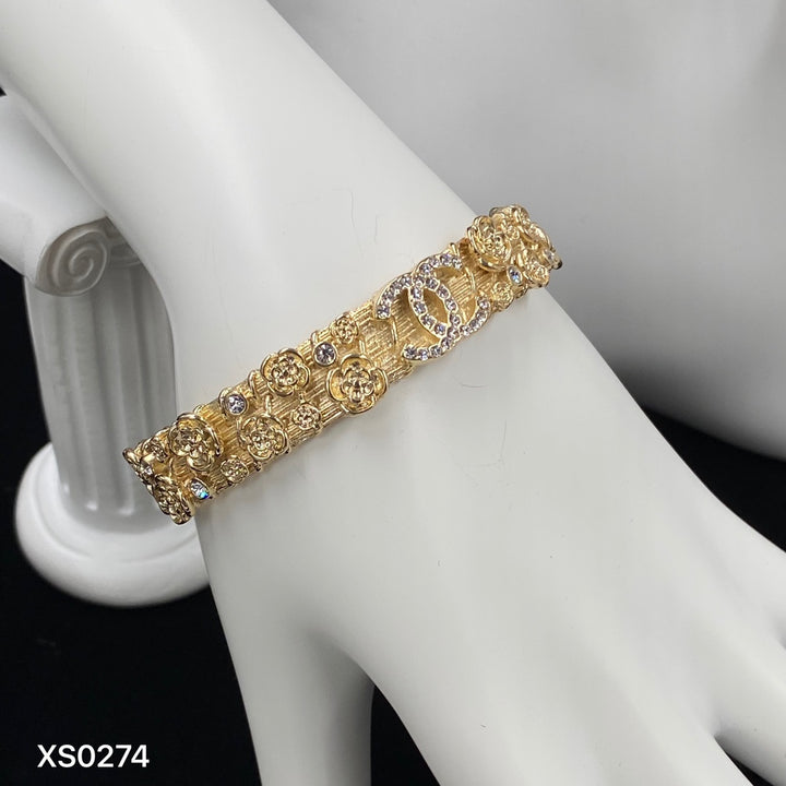 Golden Embossed Crystal Bracelet
