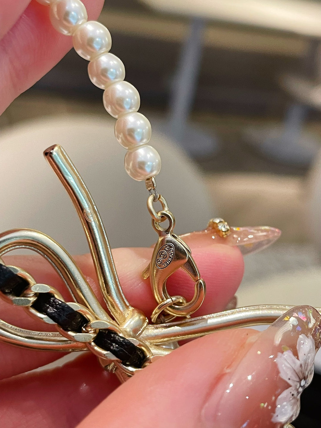 New Ribbon Pearl Necklace