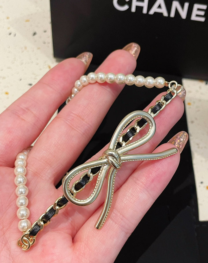 New Ribbon Pearl Necklace