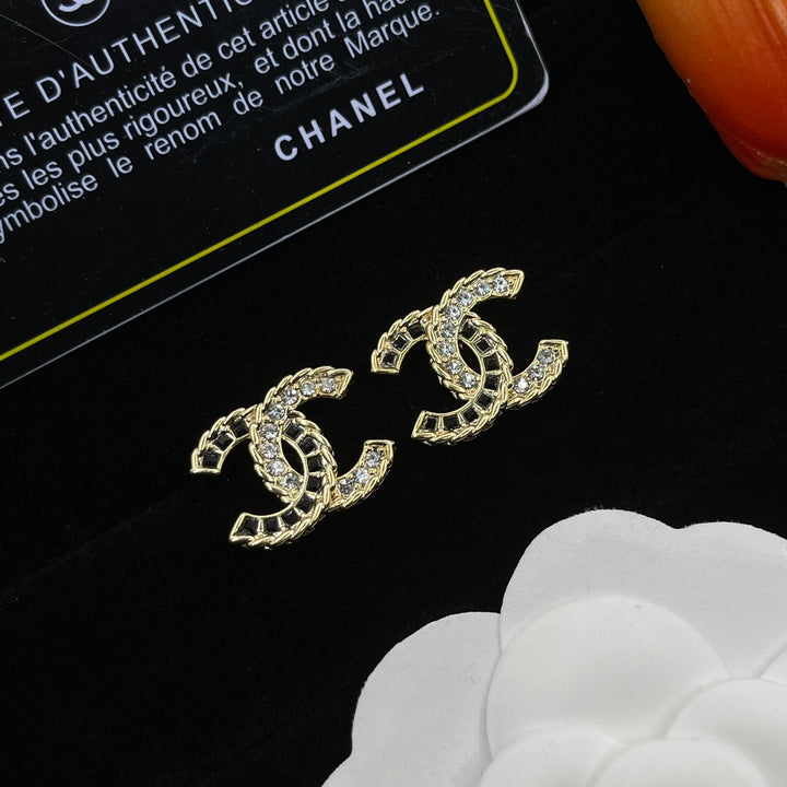 Crystal Decoration Double C Earrings
