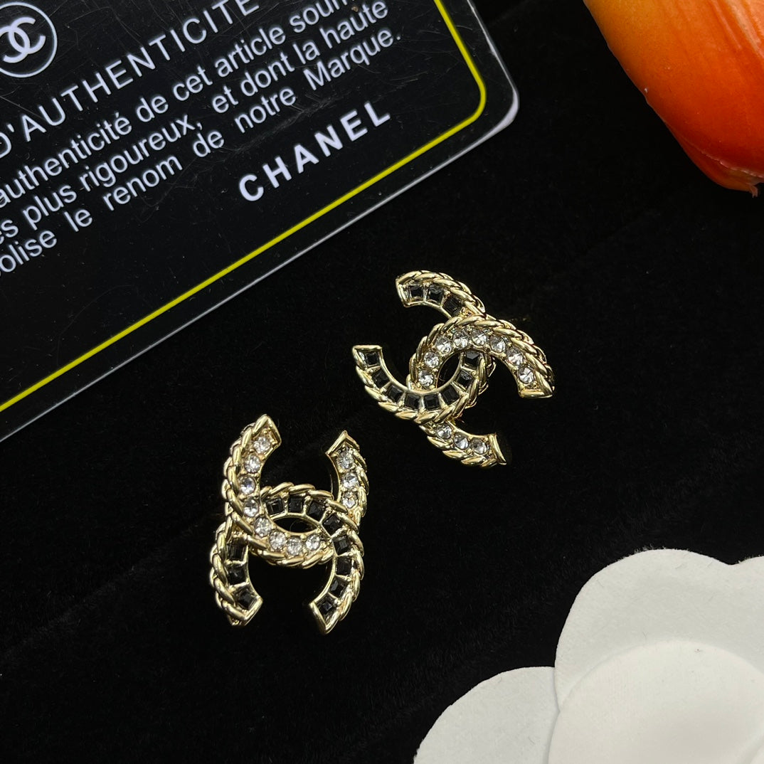 Crystal Decoration Double C Earrings