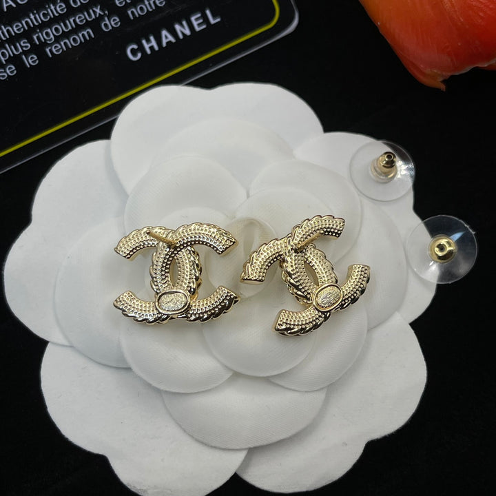 Crystal Decoration Double C Earrings