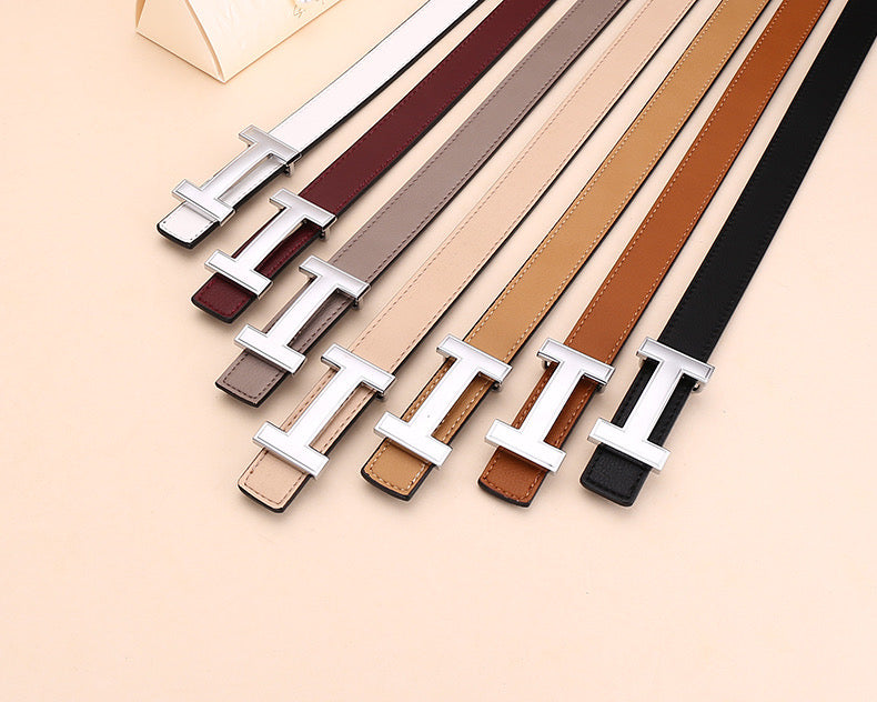 Classic H letter belt with silver buckle