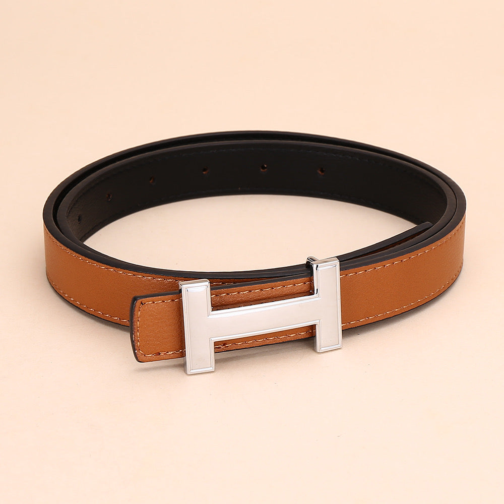 Classic H letter belt with silver buckle