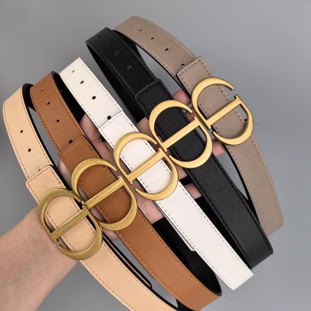 Gold - Colorful leather belt with buckle