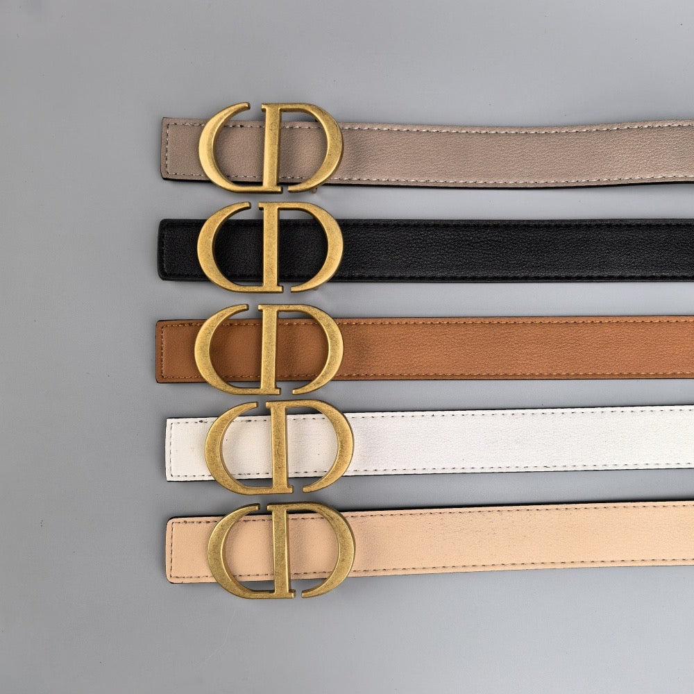 Gold - Colorful leather belt with buckle