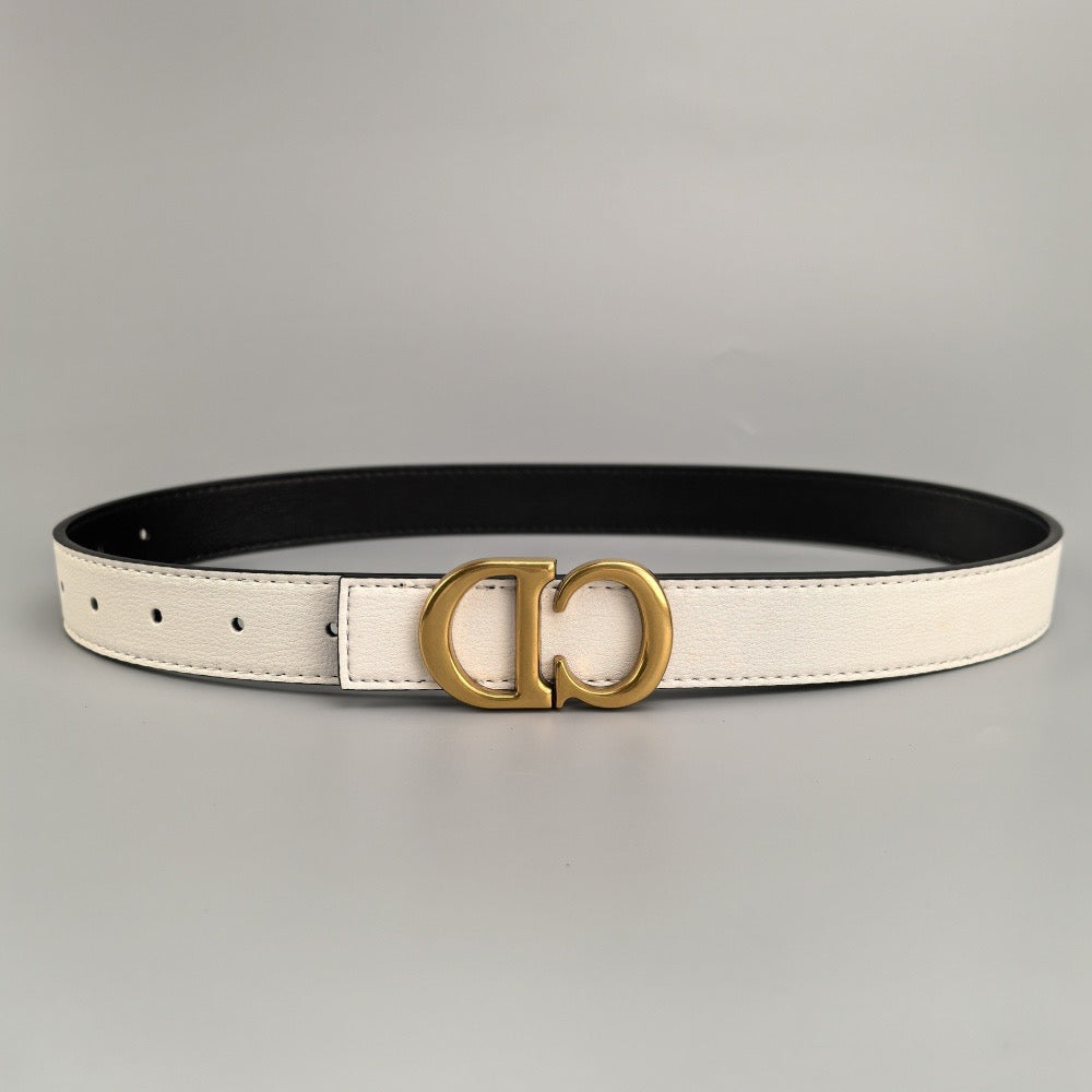Elegant two-tone belt with gold buckle