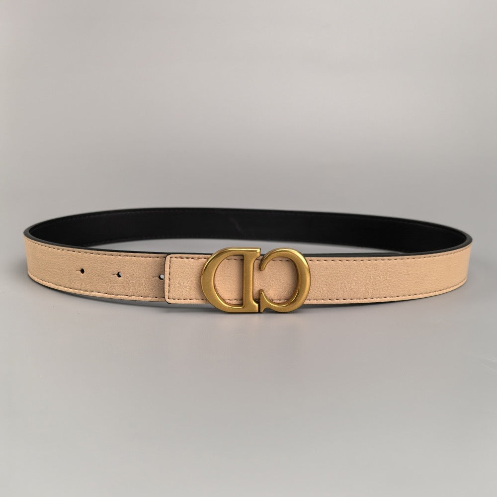 Elegant two-tone belt with gold buckle