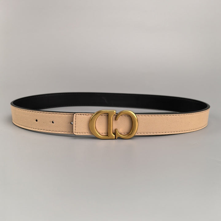 Elegant two-tone belt with gold buckle