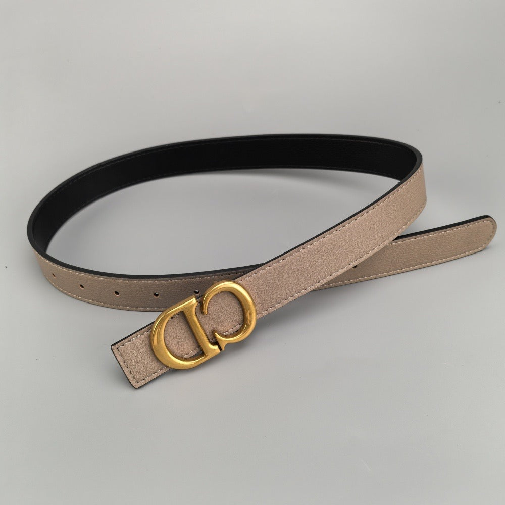 Elegant two-tone belt with gold buckle