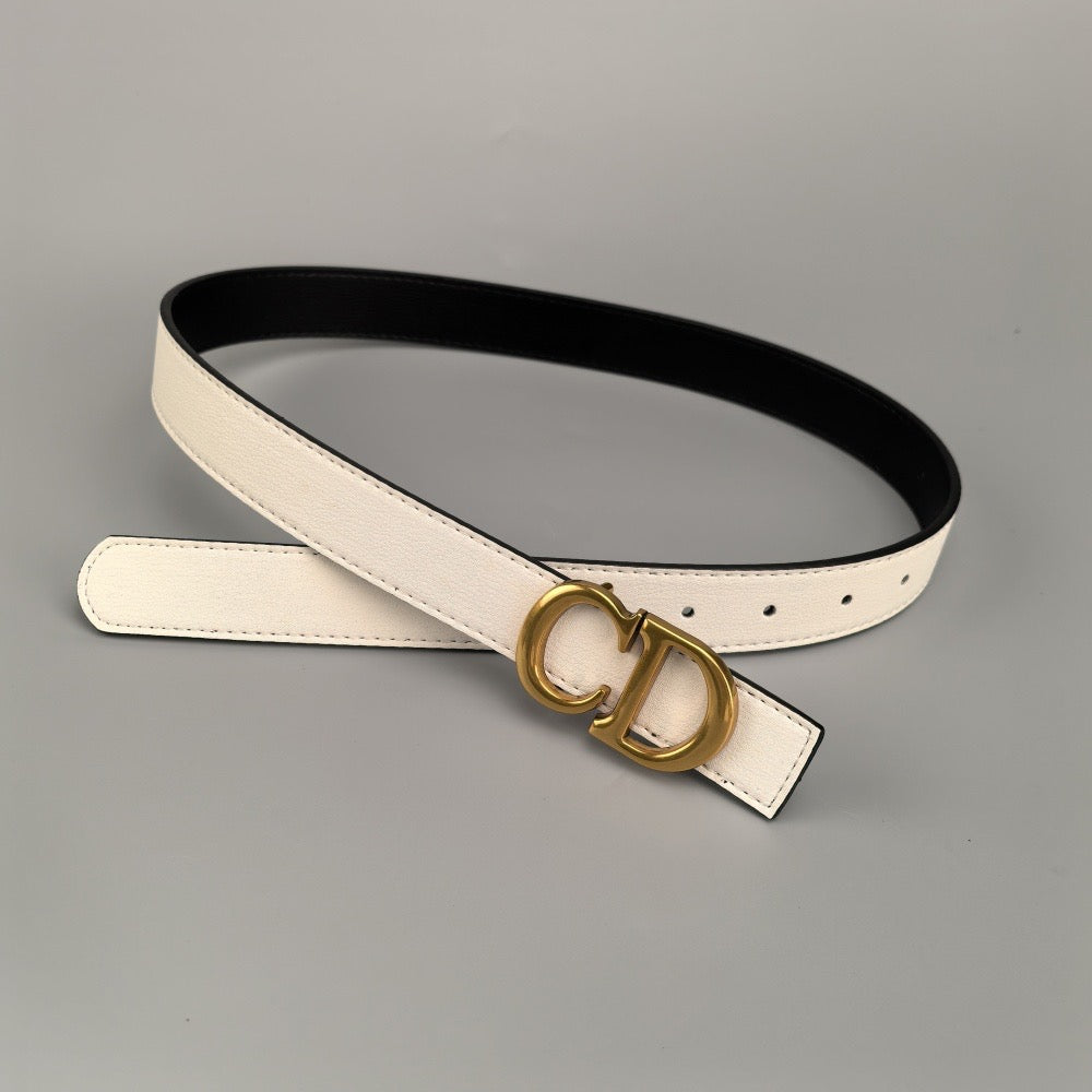 Elegant two-tone belt with gold buckle