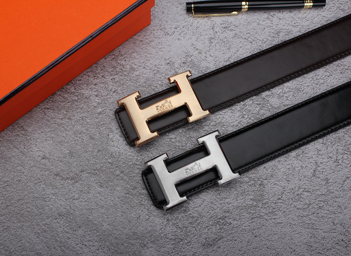 Two-tone metal H-buckle belt