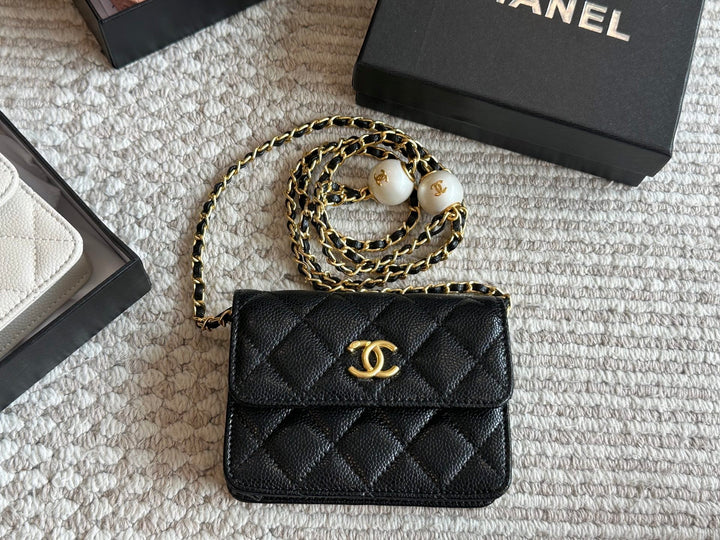 New Plaid Chain Pearl Embellished Tote Bag