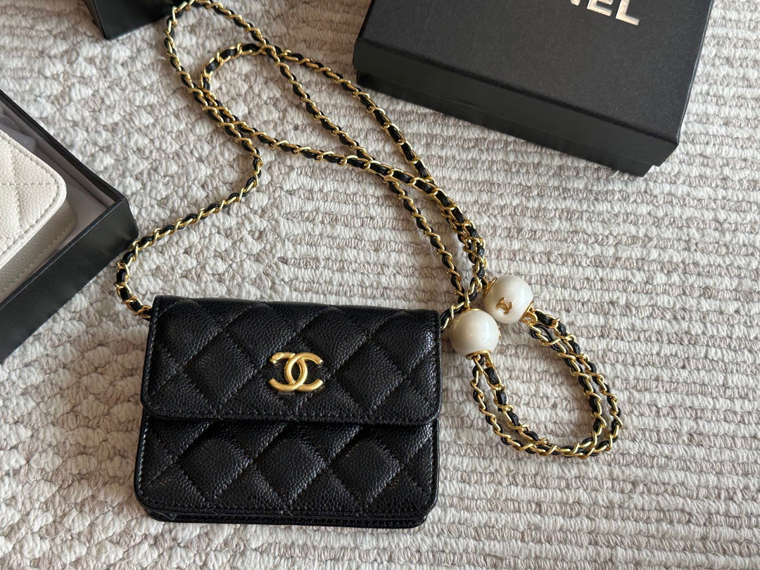 New Plaid Chain Pearl Embellished Tote Bag