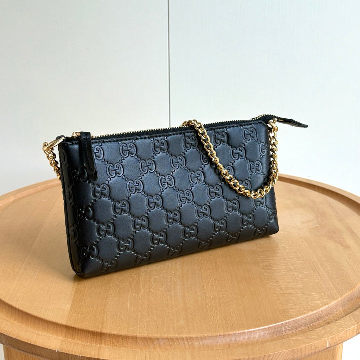 Stylish Double G Embossed Zipper Mahjong Bag