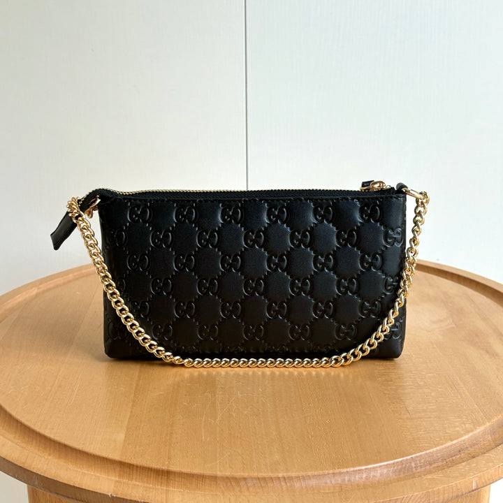 Stylish Double G Embossed Zipper Mahjong Bag