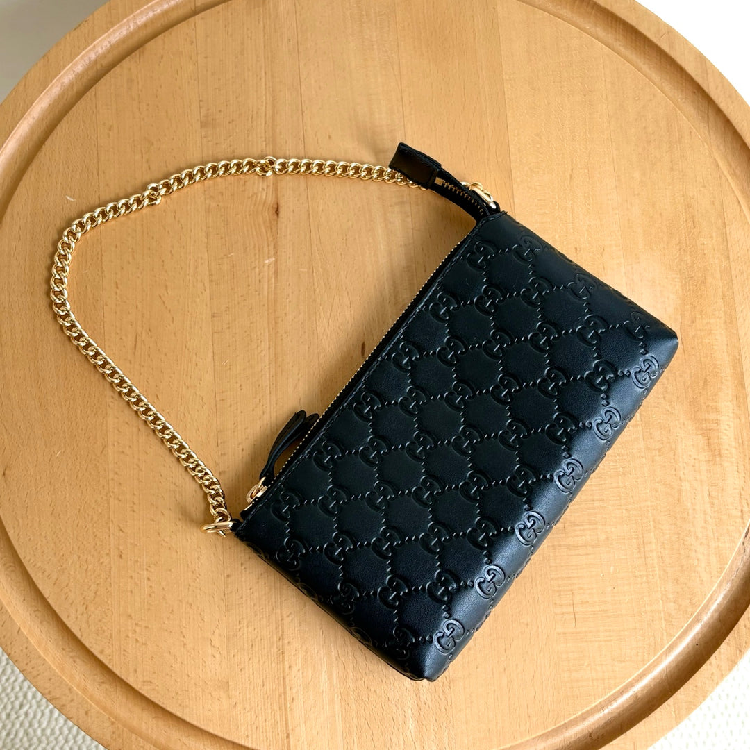 Stylish Double G Embossed Zipper Mahjong Bag