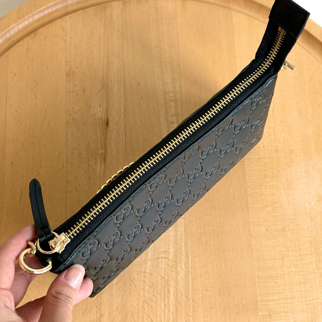 Stylish Double G Embossed Zipper Mahjong Bag