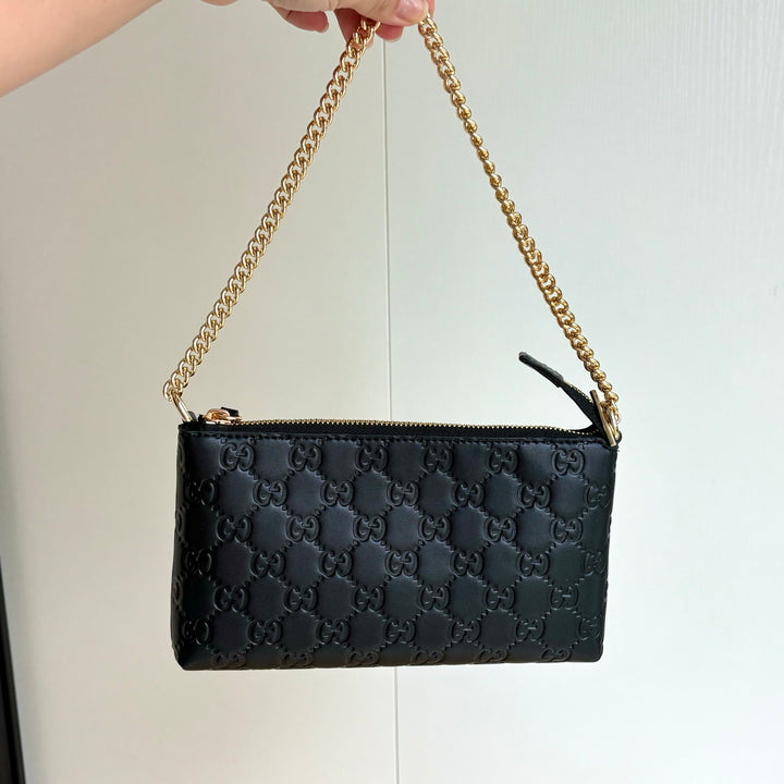 Stylish Double G Embossed Zipper Mahjong Bag