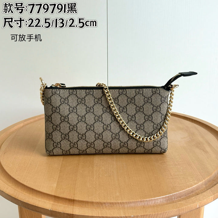 Double G Printed Zipper Mahjong Bag