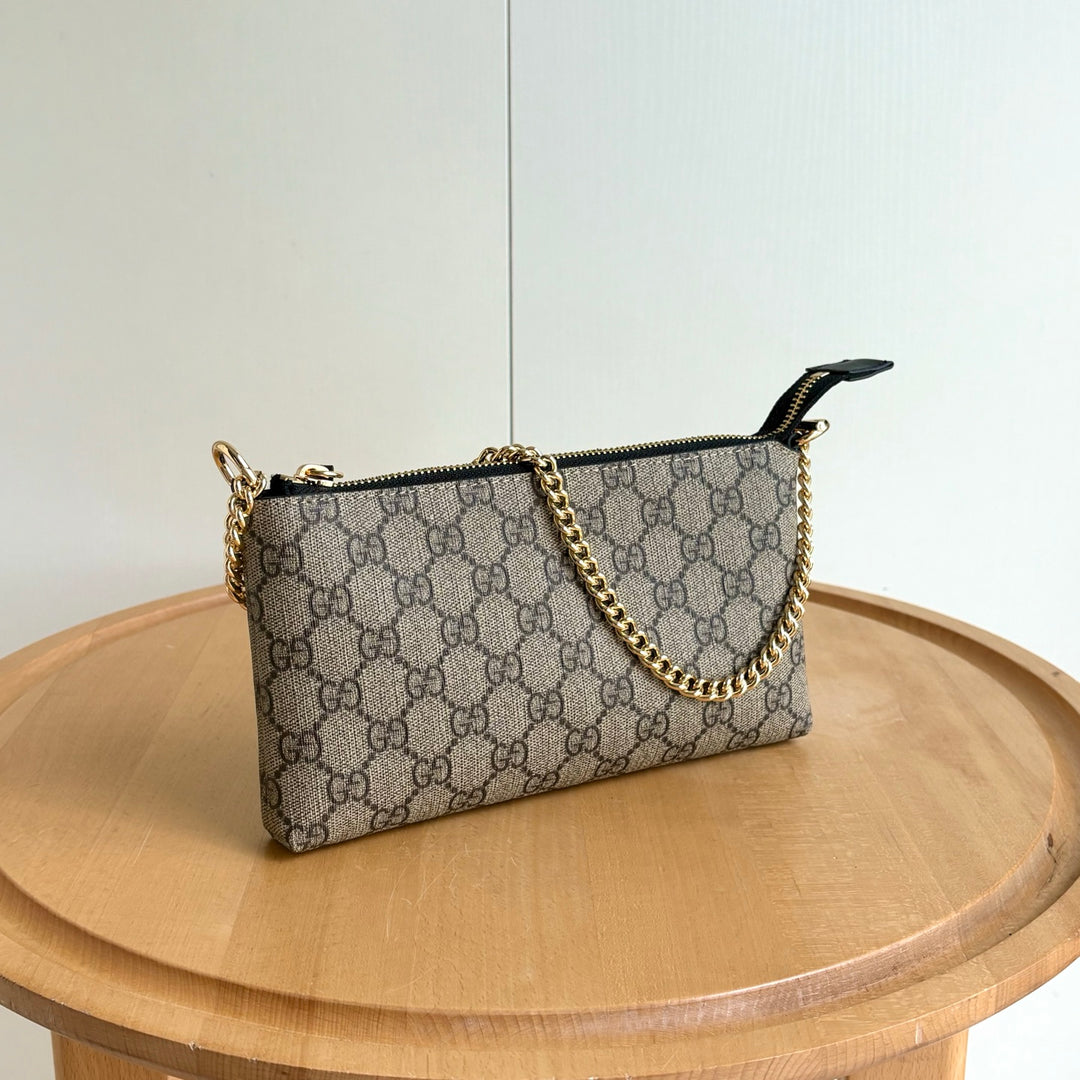 Double G Printed Zipper Mahjong Bag