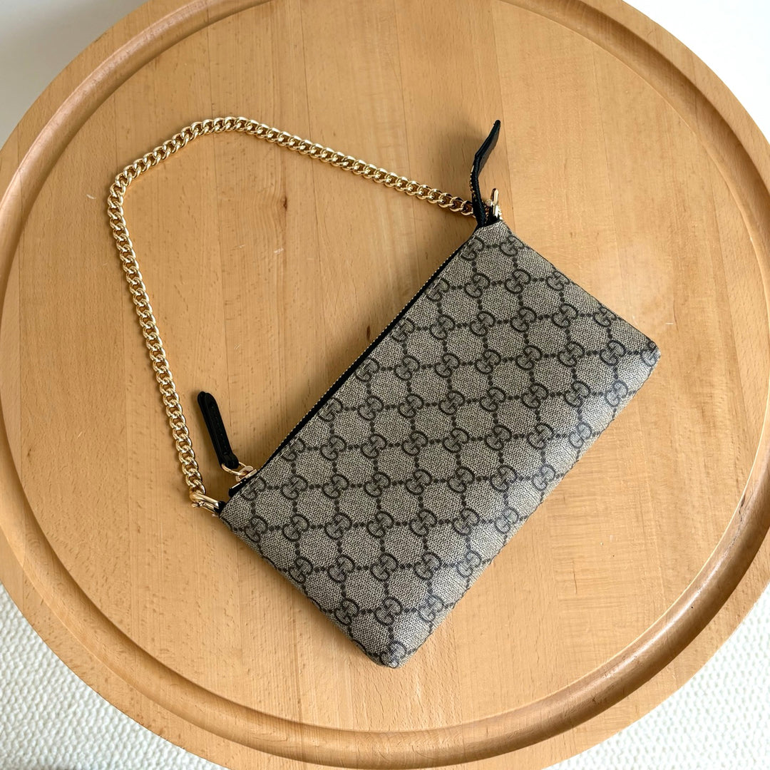 Double G Printed Zipper Mahjong Bag