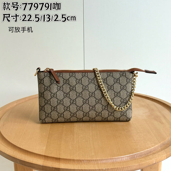 Double G Printed Zipper Mahjong Bag