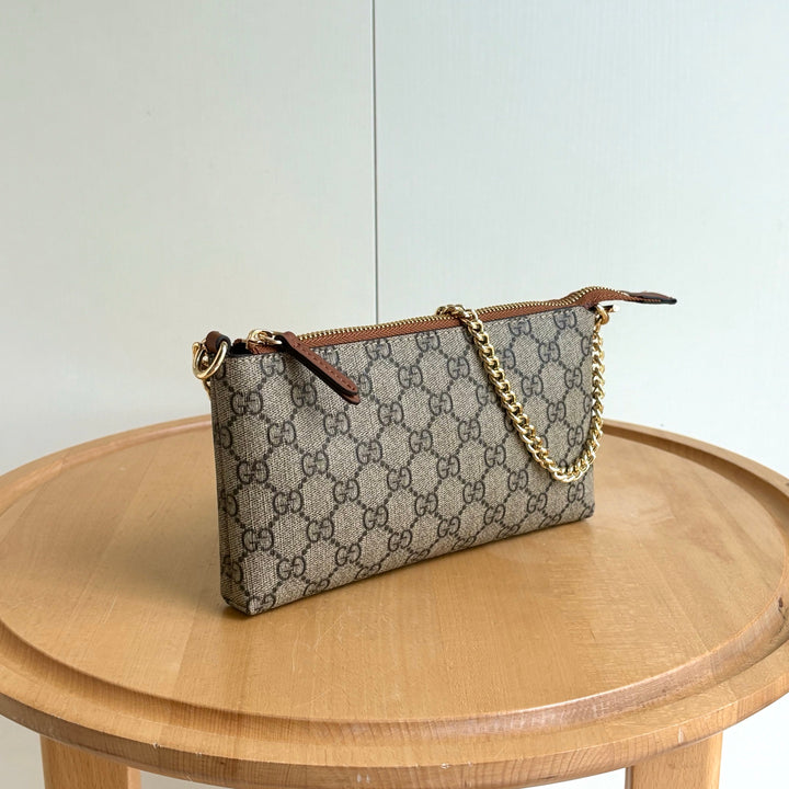 Double G Printed Zipper Mahjong Bag