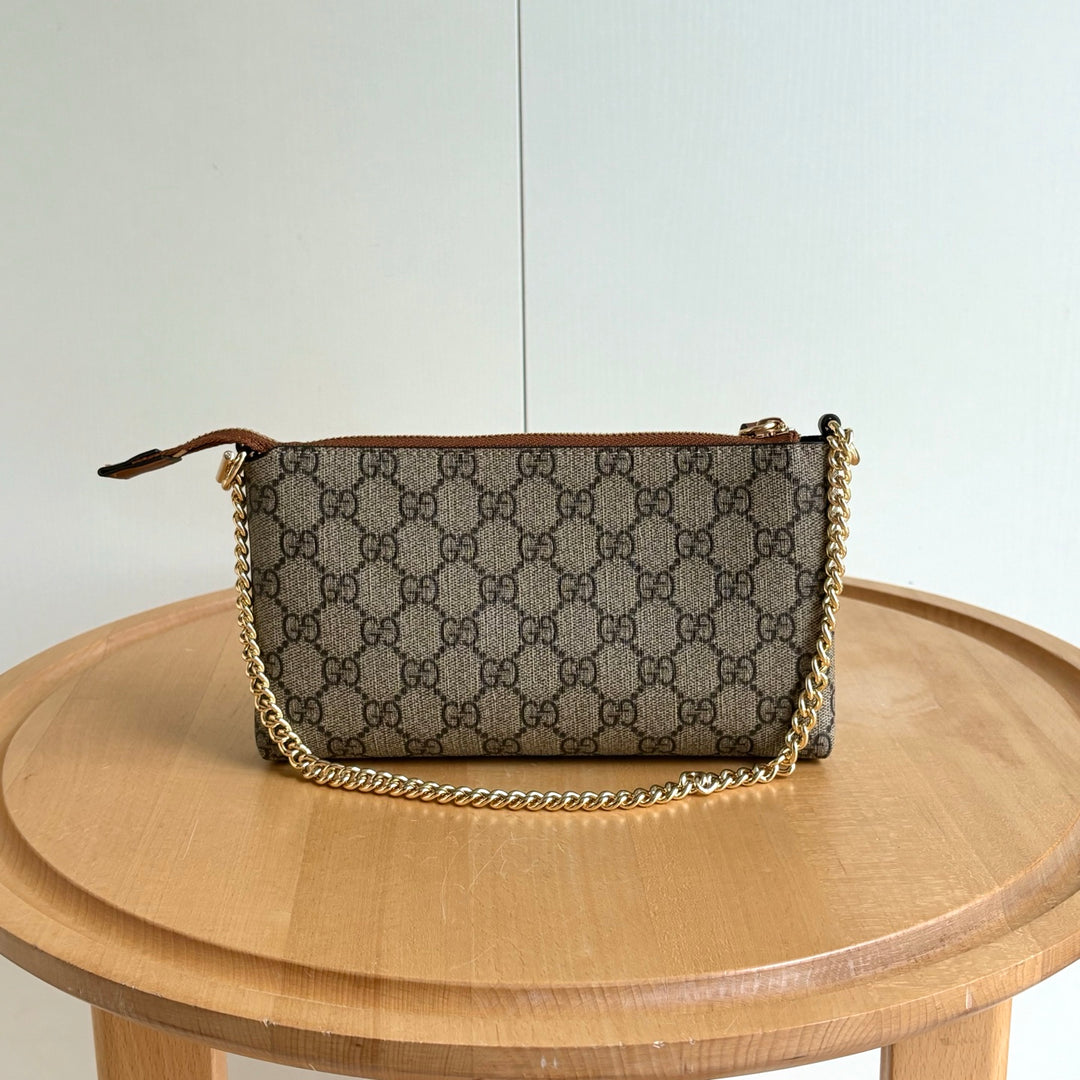 Double G Printed Zipper Mahjong Bag