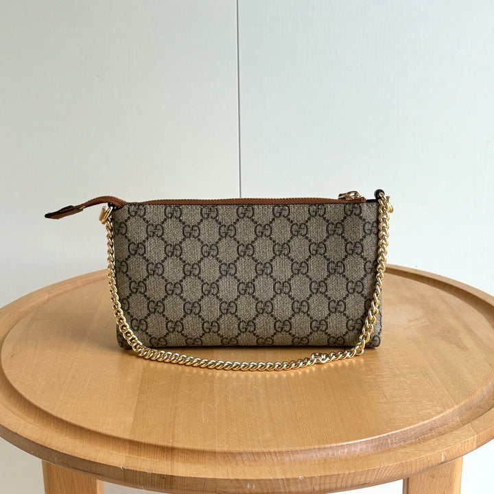 Double G Printed Zipper Mahjong Bag