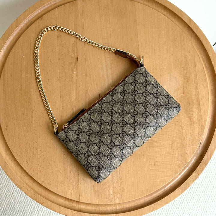 Double G Printed Zipper Mahjong Bag