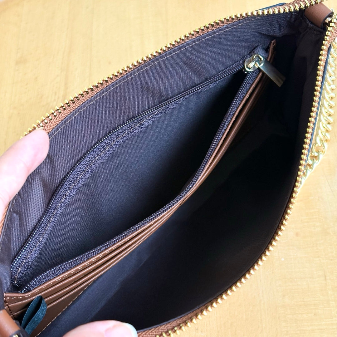 Double G Printed Zipper Mahjong Bag