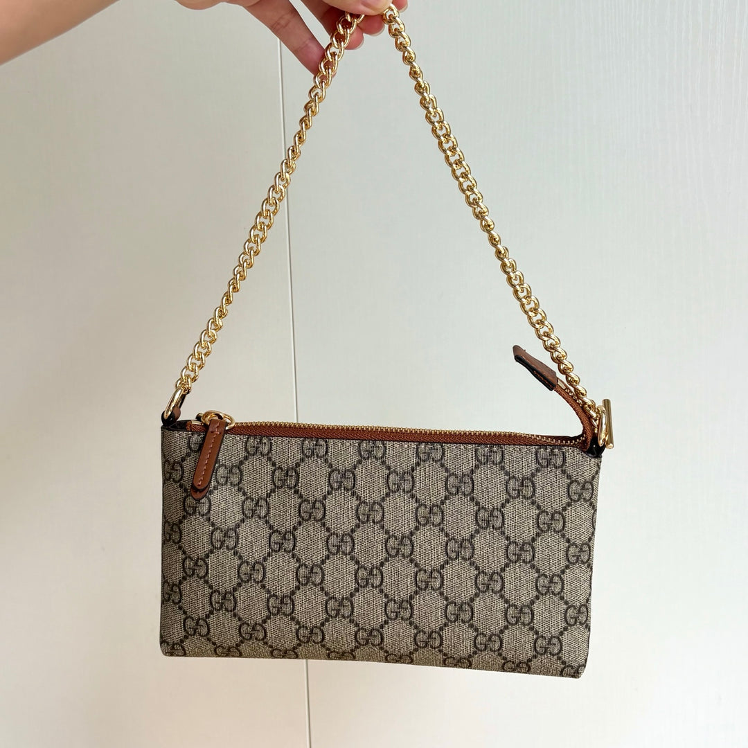 Double G Printed Zipper Mahjong Bag