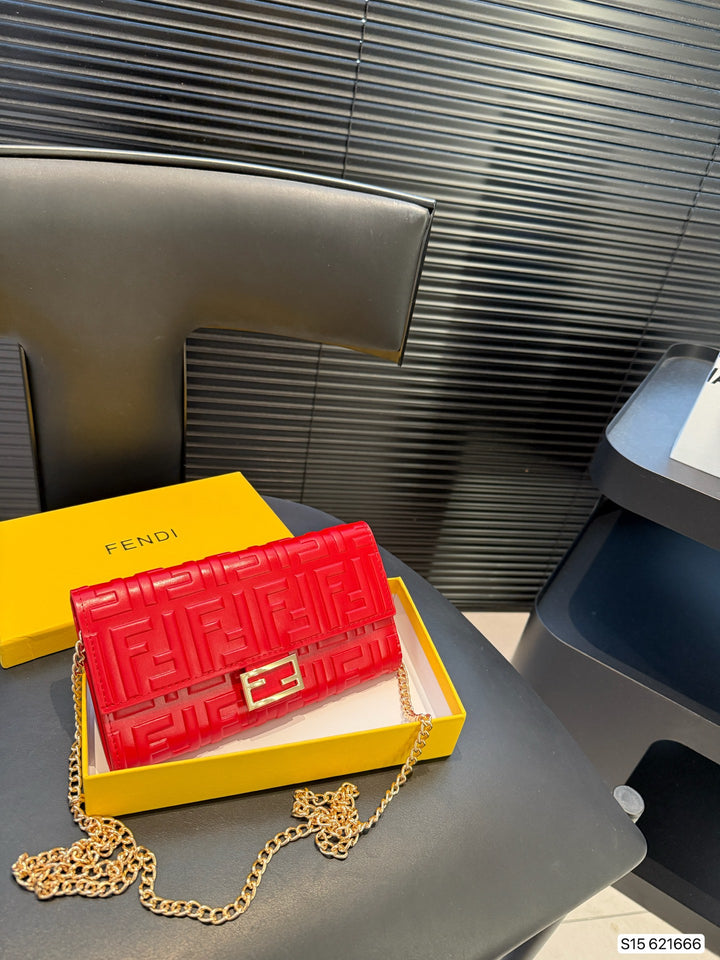 3 Color Double F Embossed Chain Bag